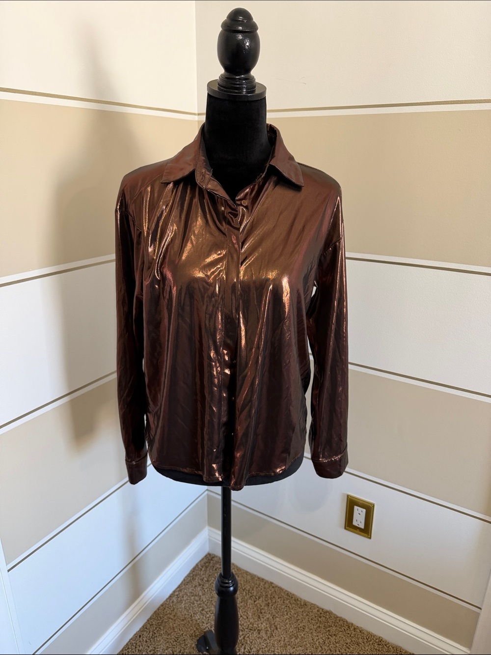 eesome Metallic Brown Button-Front Women's Blazer